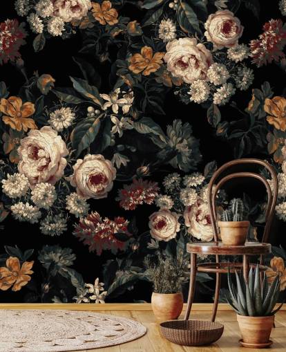 Fond d'écran roses et fleurs florales foncées Fond d'écran roses et fleurs florales foncées