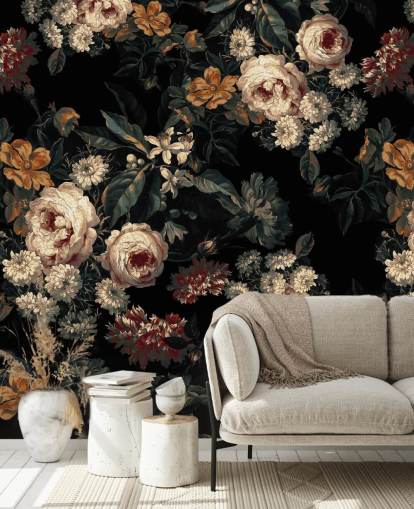 Dark floral roses and flowers wallpaper Dark floral roses and flowers wallpaper