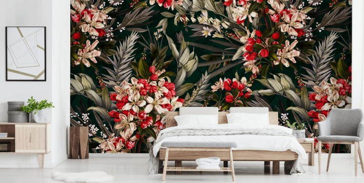 red and black floral wallpaper