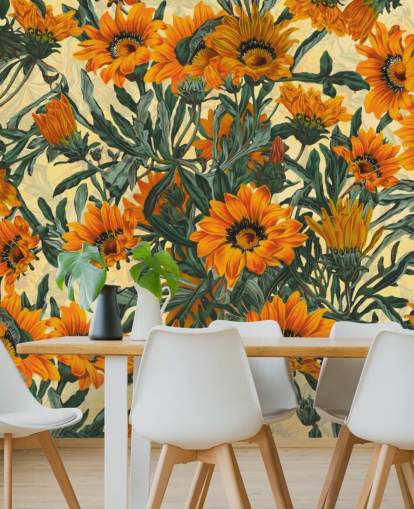 papel de parede de flores de sol laranja papel de parede de flores de sol laranja