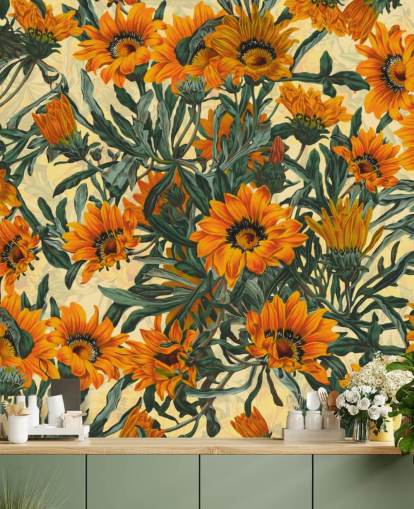 orange solblomster tapet orange solblomster tapet