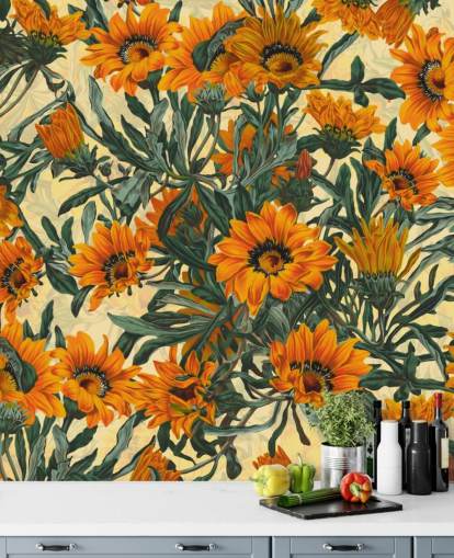 papel de parede de flores de sol laranja papel de parede de flores de sol laranja