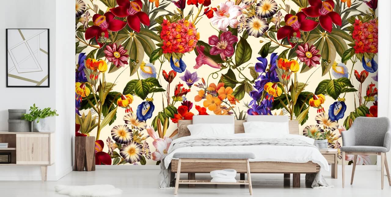 bunte Blumentapete bunte Blumentapete