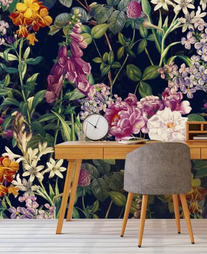 dark florals with yellow and purple flowers wallpaper dark florals with yellow and purple flowers wallpaper