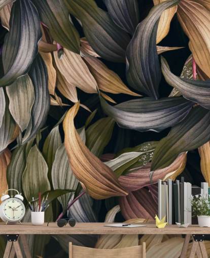 mörka blad överlappade tapeter mörka blad överlappade tapeter