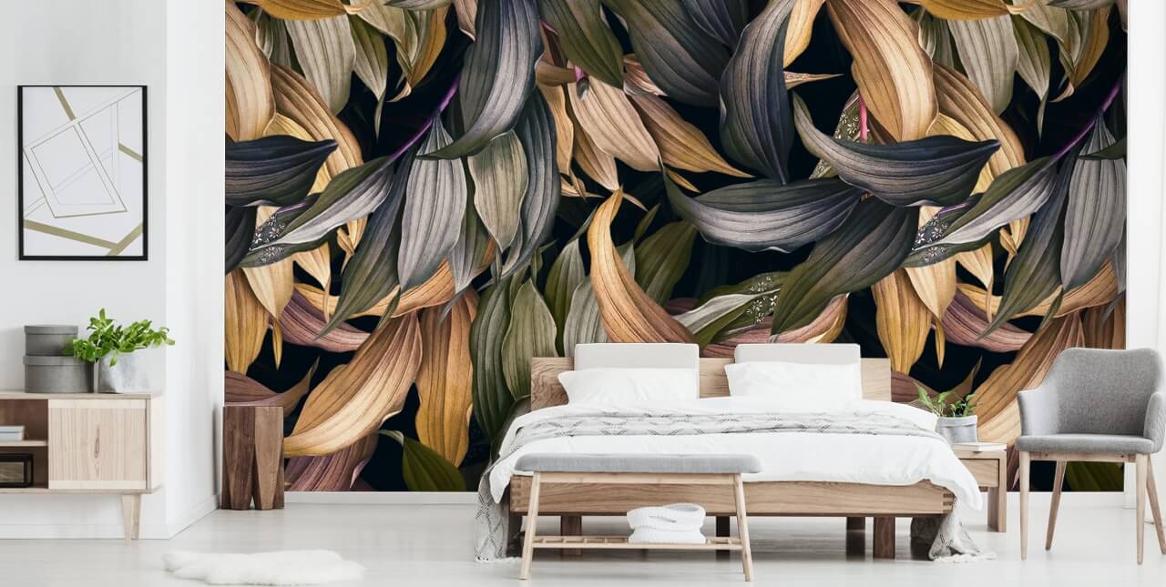 carta da parati sovrapposta a foglie scure carta da parati sovrapposta a foglie scure