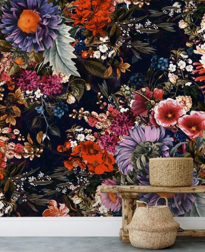 flores coloridas no fundo preto papel de parede flores coloridas no fundo preto papel de parede