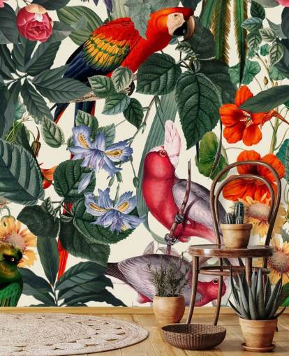 tropical birds and foliage wallpaper tropical birds and foliage wallpaper