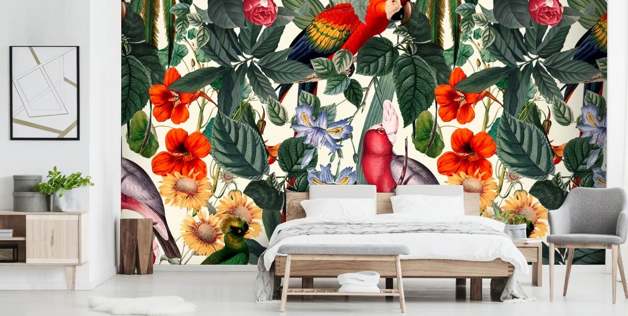 tropical birds and foliage wallpaper tropical birds and foliage wallpaper