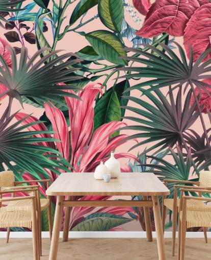 pink and green leaves jungle wallpaper pink and green leaves jungle wallpaper