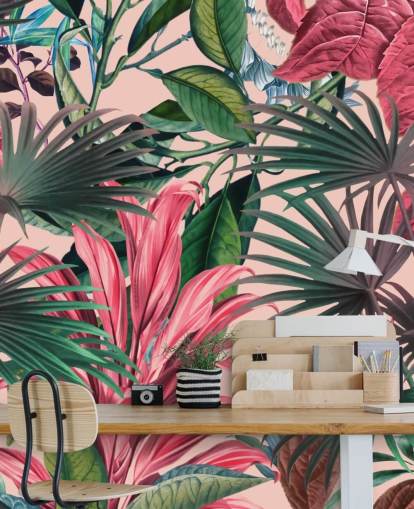 rosa und grüne Blätter Dschungel Wallpaper rosa und grüne Blätter Dschungel Wallpaper