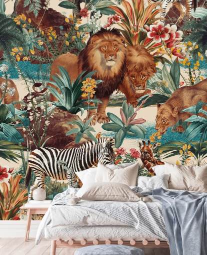 safari dyr og tropiske planter tapet safari dyr og tropiske planter tapet