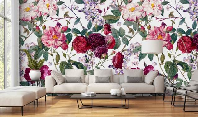 roses and leaves on white background wallpaper