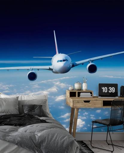 papier peint mural d'avion bleu et blanc appelé Passenger Airliner pour les chambres et les bureaux papier peint mural d'avion bleu et blanc appelé Passenger Airliner pour les chambres et les bureaux