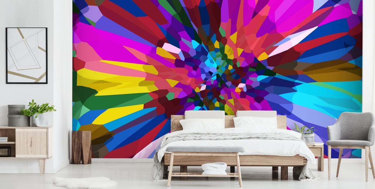 kleurrijke bloem abstracte kunst behang