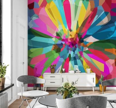 helder en kleurrijk bloemenbehang