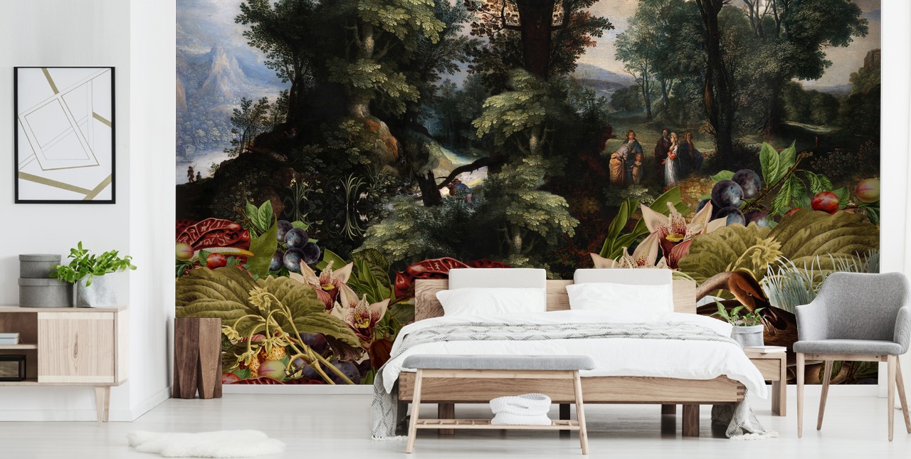 plantes, oiseaux et fond d'écran vintage paysage