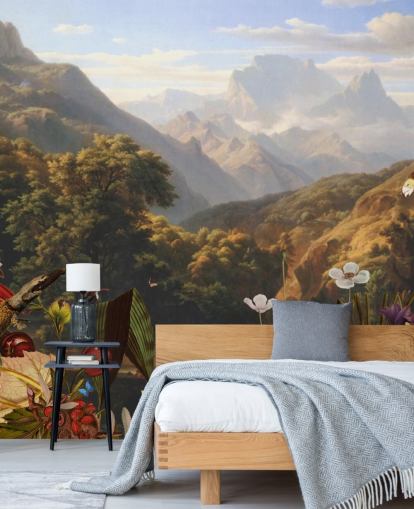 paisaje de montaña tropical con pájaros fondo de pantalla paisaje de montaña tropical con pájaros fondo de pantalla