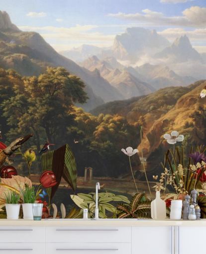 tropical mountain scenery with birds wallpaper tropical mountain scenery with birds wallpaper