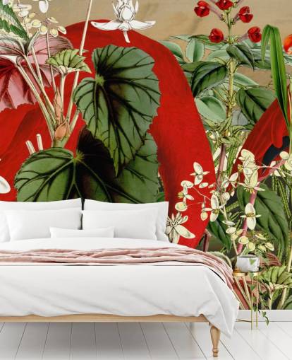 red flamingos in leafy green jungle wallpaper red flamingos in leafy green jungle wallpaper