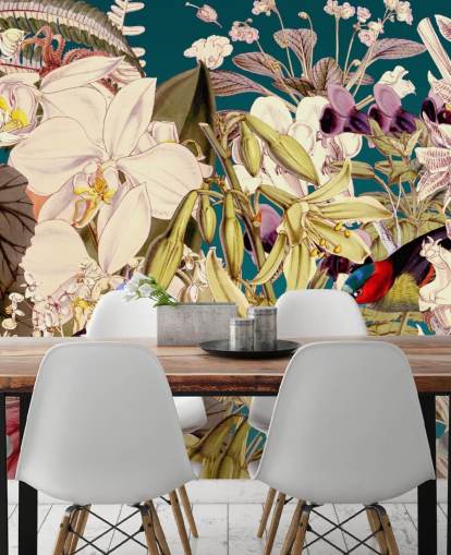 tropical bird and floral wallpaper tropical bird and floral wallpaper