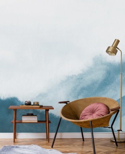 misty mountains in teal watercolour wallpaper misty mountains in teal watercolour wallpaper