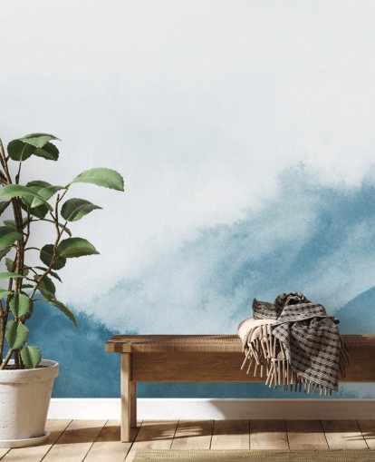 misty mountains in teal watercolour wallpaper misty mountains in teal watercolour wallpaper