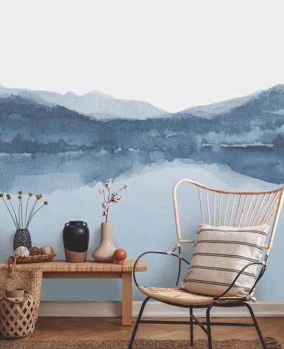 blaue See- und Bergetapete blaue See- und Bergetapete