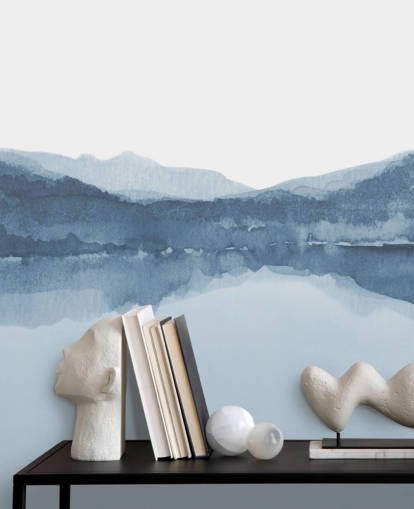 blaue See- und Bergetapete blaue See- und Bergetapete