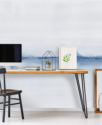 blaue Landschaftstapete mit Aquarell blaue Landschaftstapete mit Aquarell