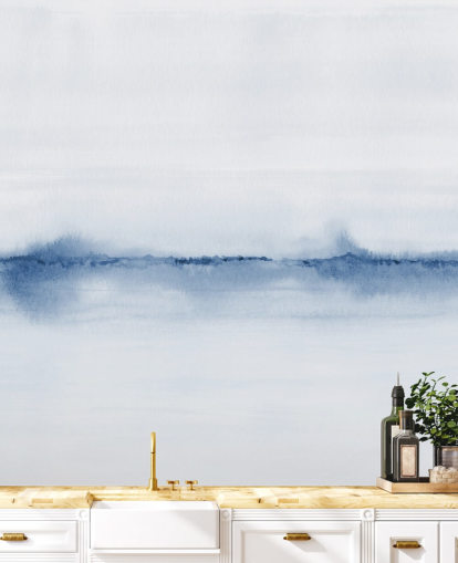 blaue Landschaftstapete mit Aquarell blaue Landschaftstapete mit Aquarell