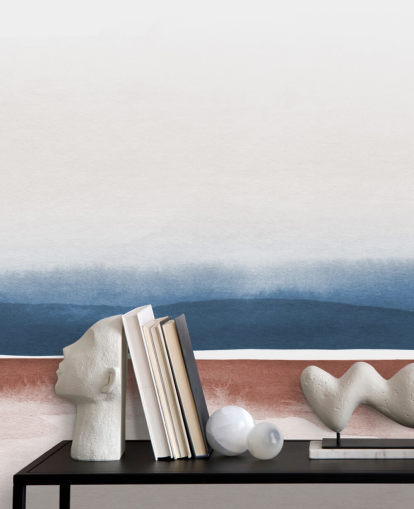 navy, white and terracotta watercolour wallpaper navy, white and terracotta watercolour wallpaper