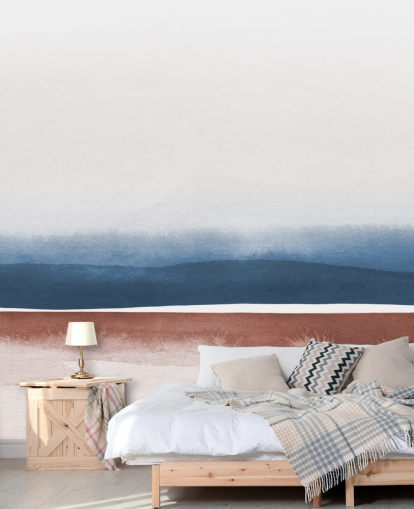 navy, white and terracotta watercolour wallpaper navy, white and terracotta watercolour wallpaper