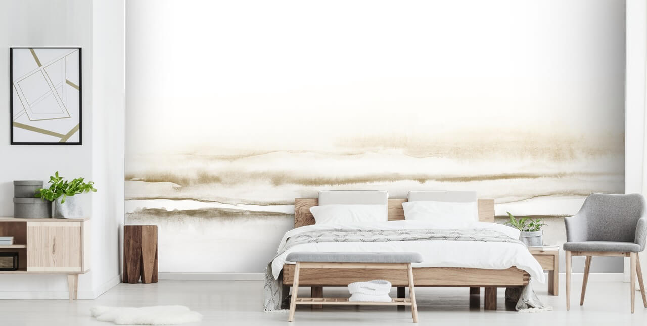 watercolour landscape in soft beige tones wallpaper