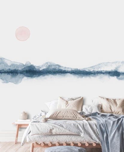 navy, terracotta and white minimal landscape wallpaper navy, terracotta and white minimal landscape wallpaper