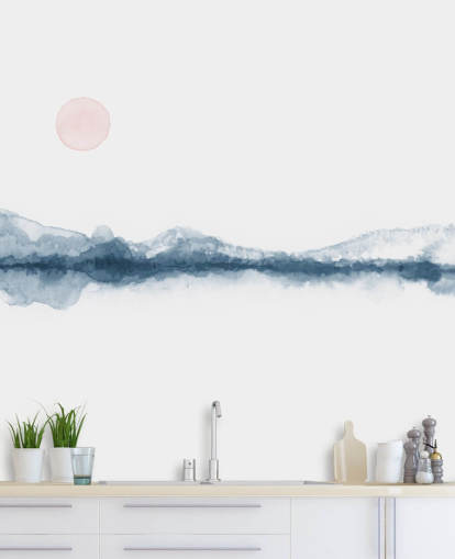 navy, terracotta and white minimal landscape wallpaper navy, terracotta and white minimal landscape wallpaper