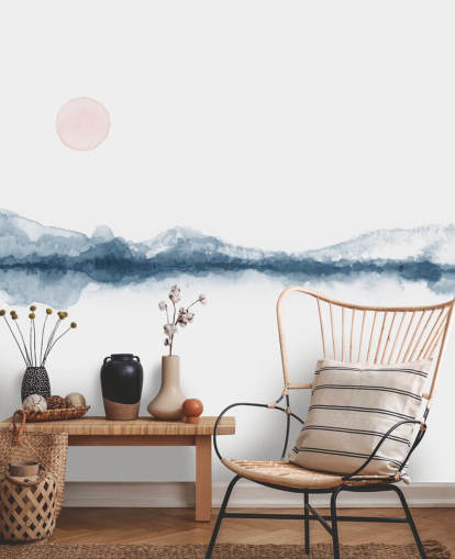 navy, terracotta and white minimal landscape wallpaper navy, terracotta and white minimal landscape wallpaper