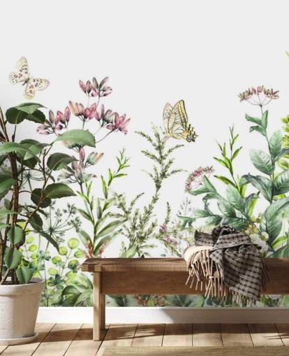 eng blomster og sommerfugle tapet eng blomster og sommerfugle tapet