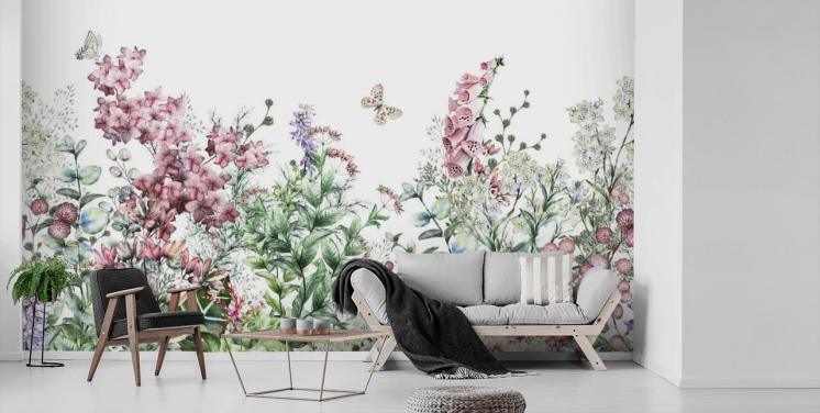pretty pink and white meadow flowers wallpaper