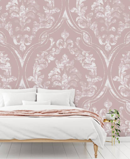 papier peint damassé vieux rose et blanc papier peint damassé vieux rose et blanc