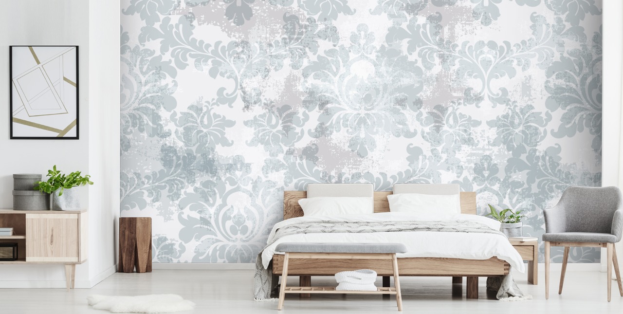 anpassningsbart mönster tapetväggmålning kallad Victorian Damask för sovrum, vardagsrum och badrum