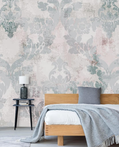 lysegrønn og grå damask tapet lysegrønn og grå damask tapet