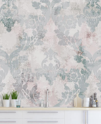 lichtgroen en grijs damastbehang lichtgroen en grijs damastbehang