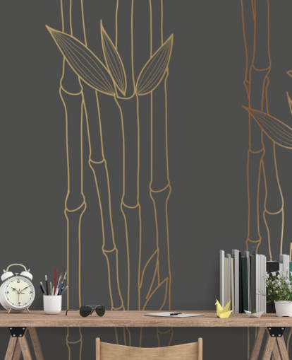 black and gold customisable bamboo wallpaper mural called Gold Bamboo for bedrooms and bathrooms black and gold customisable bamboo wallpaper mural called Gold Bamboo for bedrooms and bathrooms