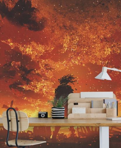 zombie, brann og kirkegård tapet zombie, brann og kirkegård tapet