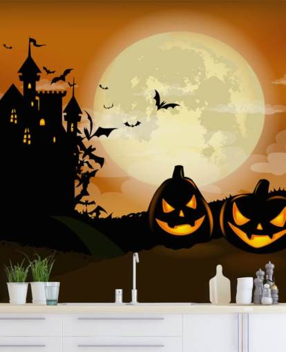 spooky castle and pumpkins wallpaper spooky castle and pumpkins wallpaper