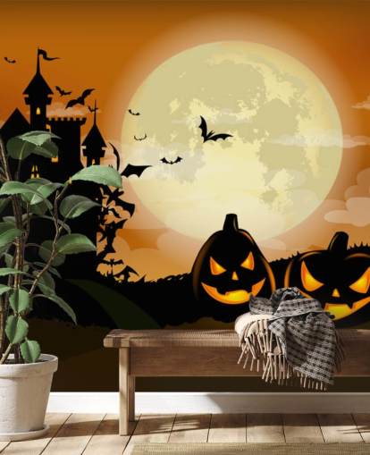 spooky castle and pumpkins wallpaper spooky castle and pumpkins wallpaper