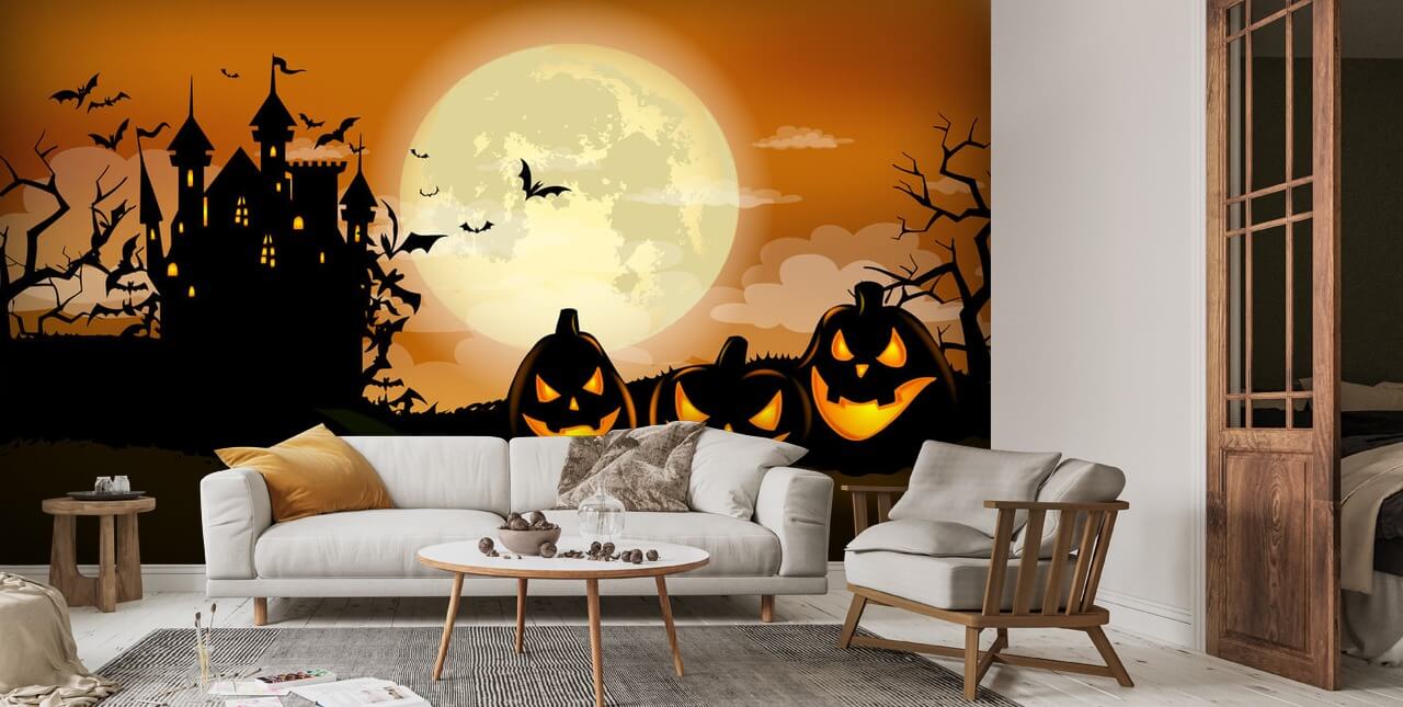 Pumpkin Castle Wall Mural | Wallsauce US