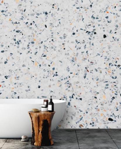 Blå spräcklig terrazzo tapet Blå spräcklig terrazzo tapet