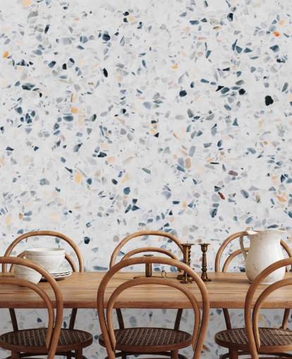 Papel de parede azul salpicado de terrazzo Papel de parede azul salpicado de terrazzo